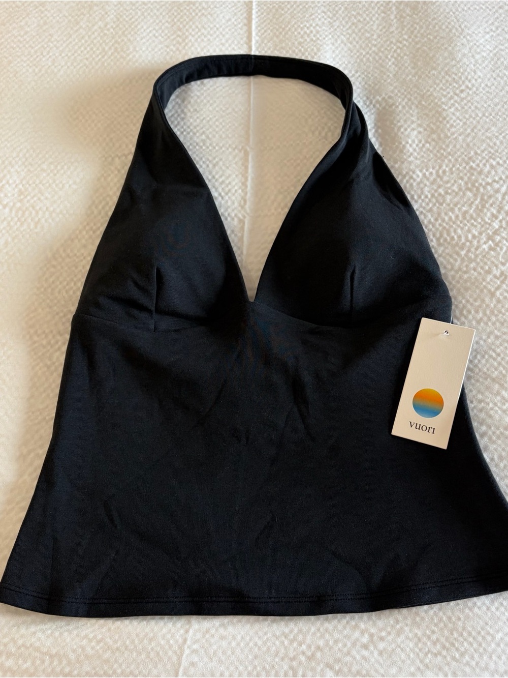 NWT Vuori Everyday Cotton Stretch Plunge Halter in Black - Picture 4 of 5